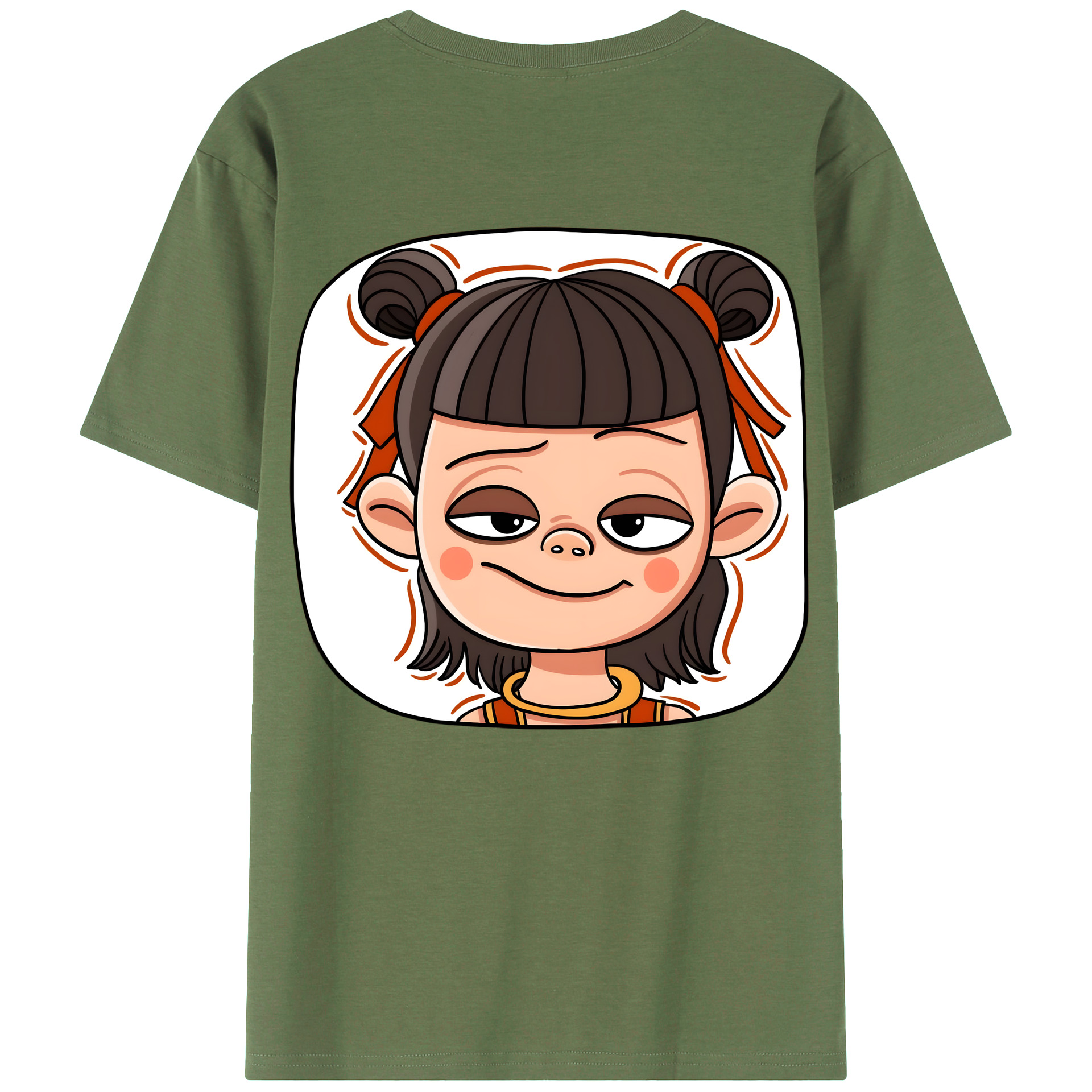 （画像用） Ne Zha 2 ナタ 魔童の大暴れ 綿100％ メンズ半袖Tシャツ（バックプリント） 通気性